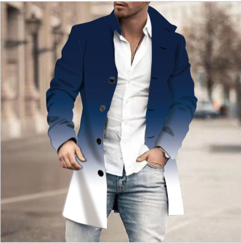 classy mens fashion New Spring, Autumn and Winter Men's Woolen Stand Collar Mid-Length Casual Overcoat Popular Woolen Overcoat