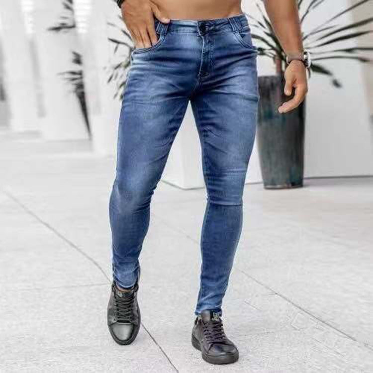 mens outfits New Denim Men's Pants Ins Trendy Black Slim High Waist Denim Skinny Pants Men