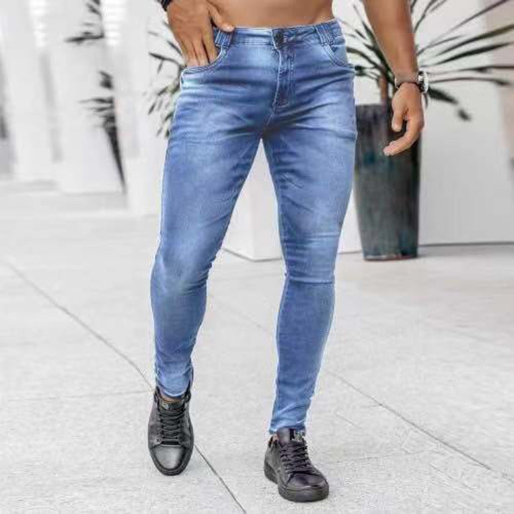 mens outfits New Denim Men's Pants Ins Trendy Black Slim High Waist Denim Skinny Pants Men