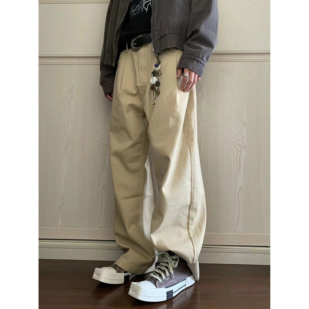 boy outfits American Style Vintage Casual Pants Men's Spring and Autumn New Japanese Style Loose Straight Workwear Wide Leg Long Pants