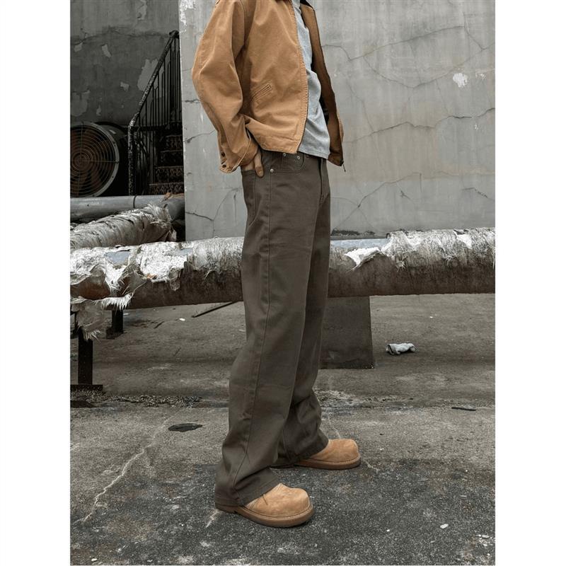 business casual men Early Autumn New Maillard Straight Jeans Atmosphere Wear Design Loose All-Match Draping Men's Casual Pants