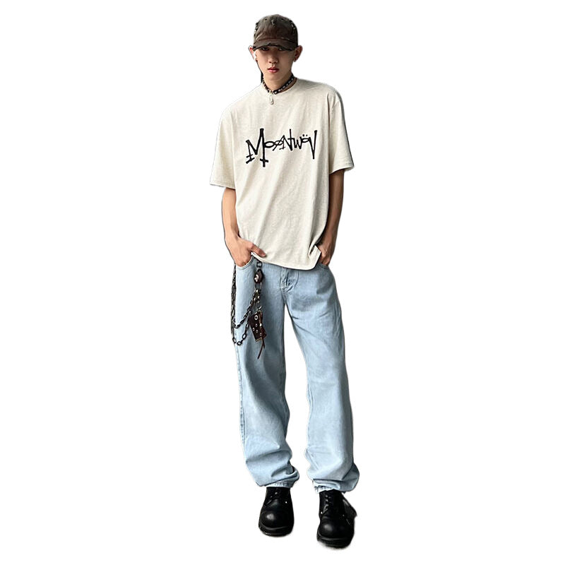 men fall outfits Appreciation Cloud Daily Commuter Vintage Washed Distressed Fashion Brand New Jeans Men's Hong Kong Style Straight Trousers Men