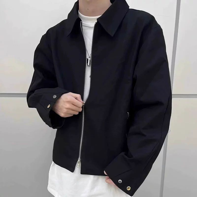 mens fall outfits Small Oxford Waterproof Jacket Men's 2024 Spring and Autumn New High-End TextureDouble Zipper Top Coat