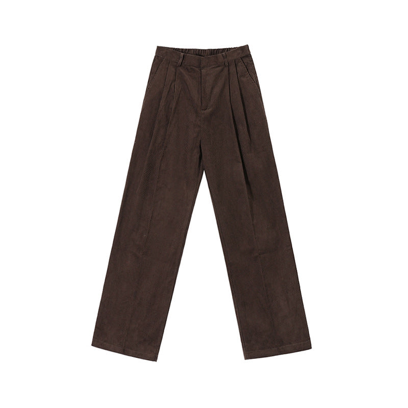 90s streetwear Retro Casual Trousers Men's Winter Wide Leg Straight Pants Korean Style Loose Corduroy Draping Pants