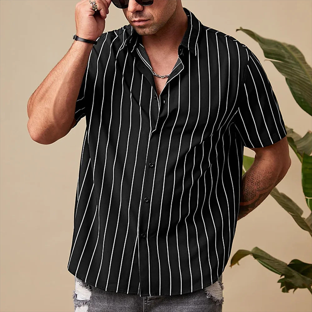 classy mens fashion Hawaiian Shirt Men Vintage Summer Shirt Striped Shirt Short Sleeve Street Men Designer Clothing