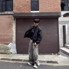 =winter outfits men Spring and Autumn Deconstructing Casual Baseball Uniform Pilot Jacket Ins Loose Multi-Zipper American Retro Jacket