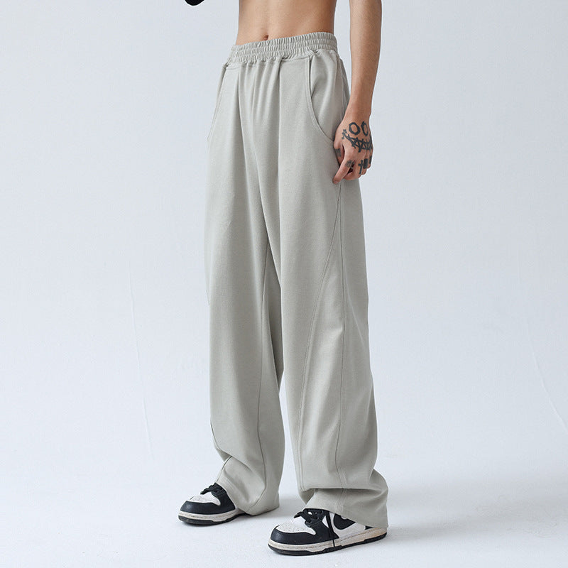 90s fashion men Apricot Sweatpants Men's Autumn Japanese Fashion Brand Sports Casual Pants High Street Ins Tall Pants