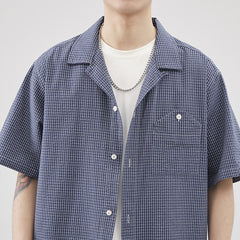 masculine men Short-Sleeved Shirt Summer Japanese Retro Fashion Brand Men's Loose American Shirt Casual