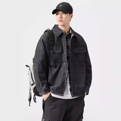 men fall outfits 2024 Autumn New Retro Washed Men's Shirt Loose Simple All-Match Fashion Men's Top Clothes