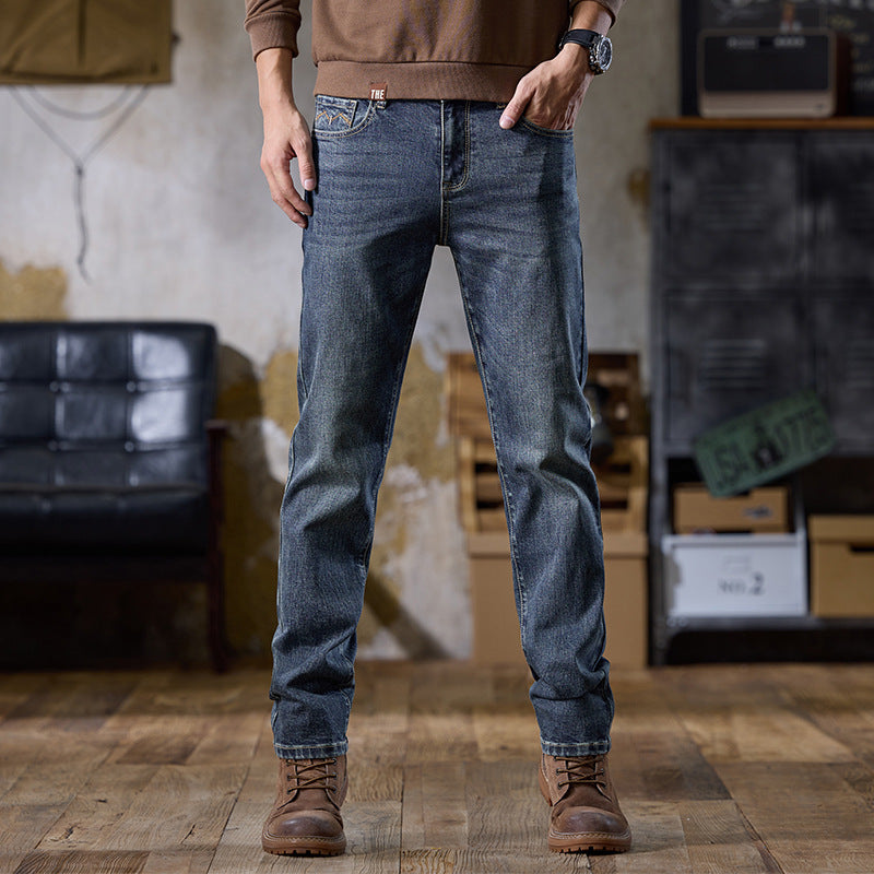 formal cowboy outfits men Retro Jeans Men's Loose Straight Fashion Distressed Washed American Casual Long Pants Men