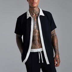 classy mens fashion 2024 Men's Casual Sports Suit Short-Sleeved Shirt Cardigan Shorts Men's Clothing