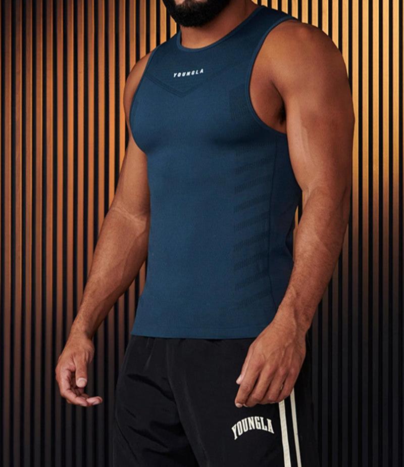 guys fashion casual 2024 New Summer Gym Men's Sports Running Casual Vest Printed Elastic Breathable Fitness Top