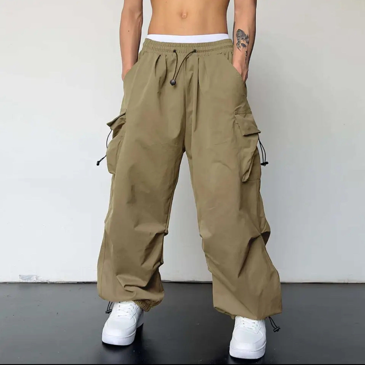 masc outfits Hot Selling 2024 Quick-Drying Overalls Men's Summer New American Parachute Pants Straight Trousers