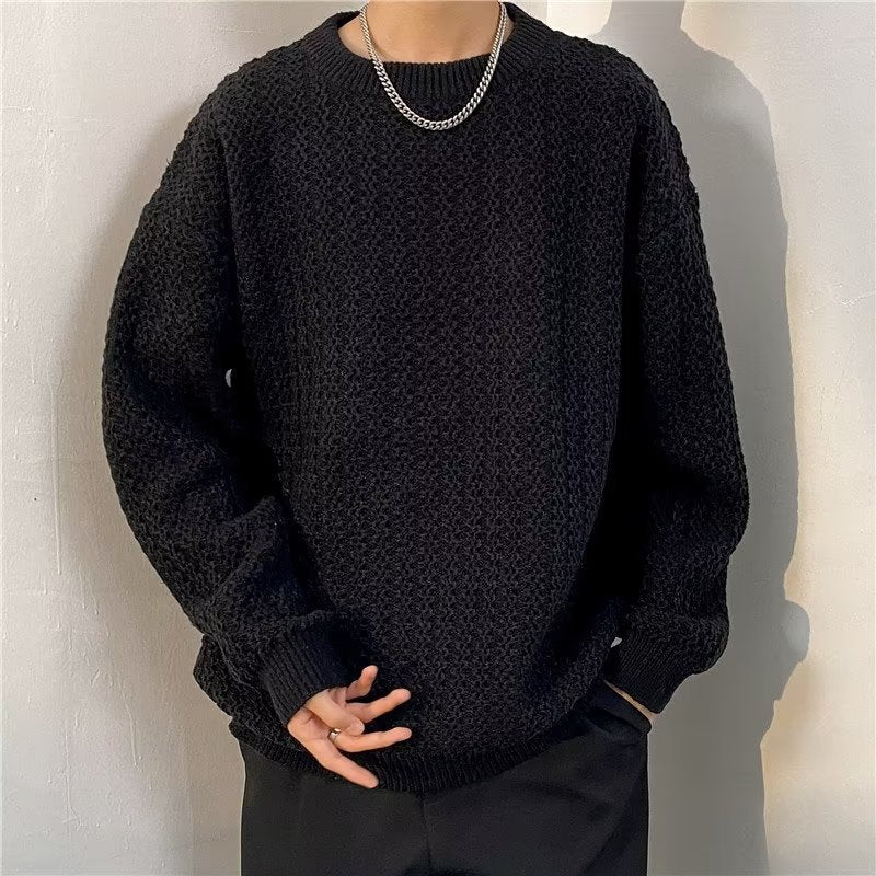 men’s style Retro Lazy Sweater Sweater Men's round Neck Fashion Brand Ruan Shuai Loose Couple Solid Color Casual All-Match Sweater