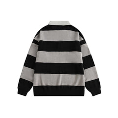 outfits for men Men's Clothing American Autumn New Striped Lapel Sweater Men's Loose Pullover Knitted Sweater