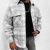 men fall outfits New Spring and Autumn New Long-Sleeved Blue and White Plaid Long-Sleeved Shirt Casual Stand Collar Pocket Shirt for Men