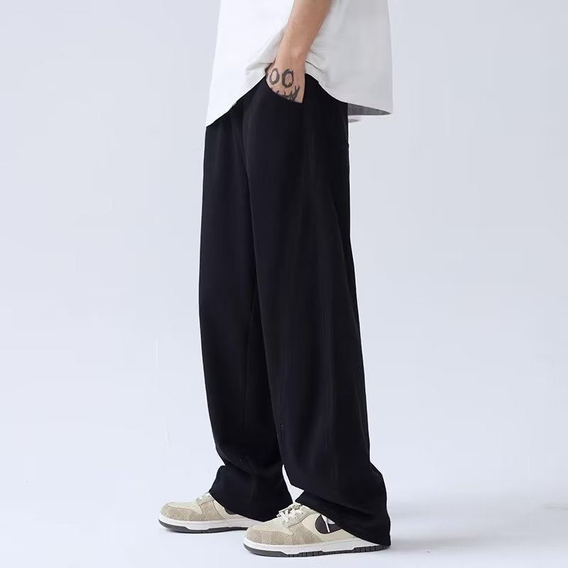 90s fashion men Apricot Sweatpants Men's Autumn Japanese Fashion Brand Sports Casual Pants High Street Ins Tall Pants