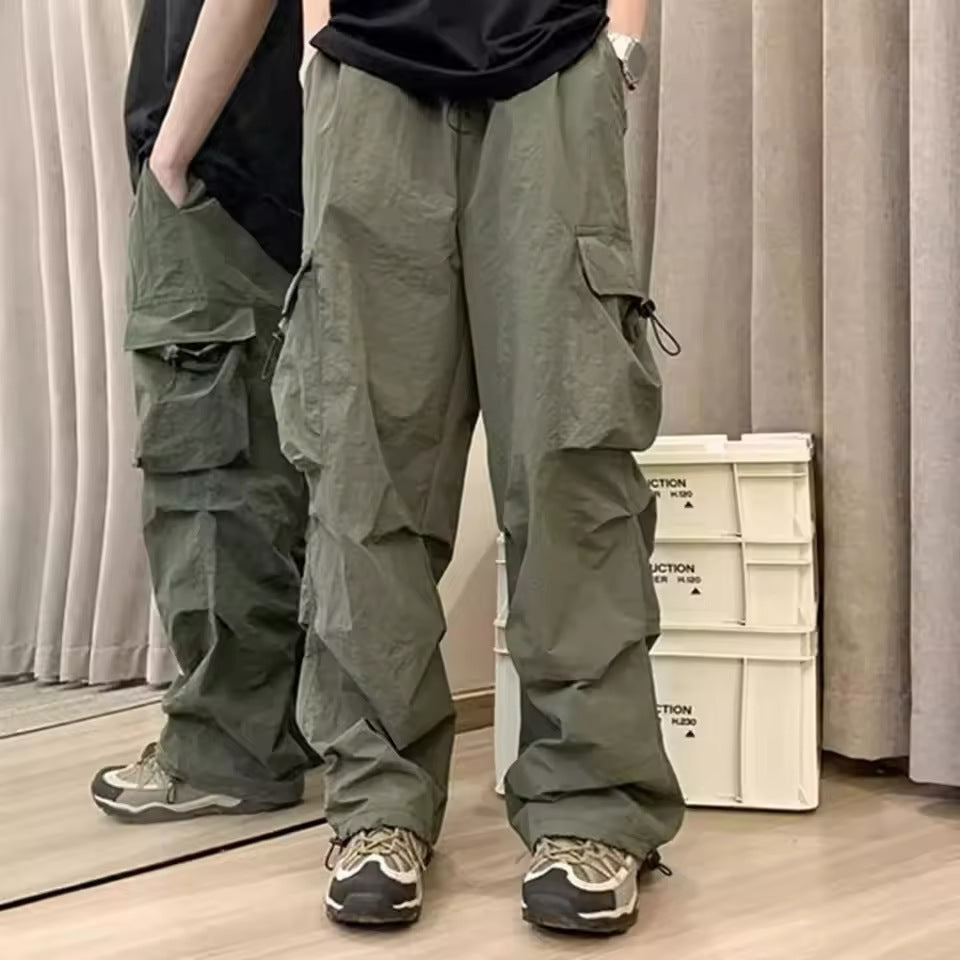 masc outfits Hot Selling 2024 Quick-Drying Overalls Men's Summer New American Parachute Pants Straight Trousers