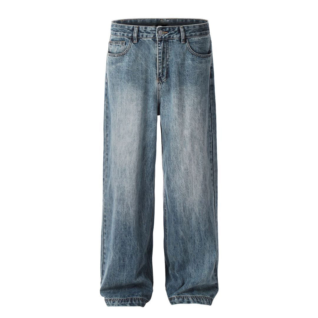 90s fashion men 2024 High-End Fashion American Retro Men's and Women's Blue Loose Wide-Leg All-Match Casual Jeans Fashion