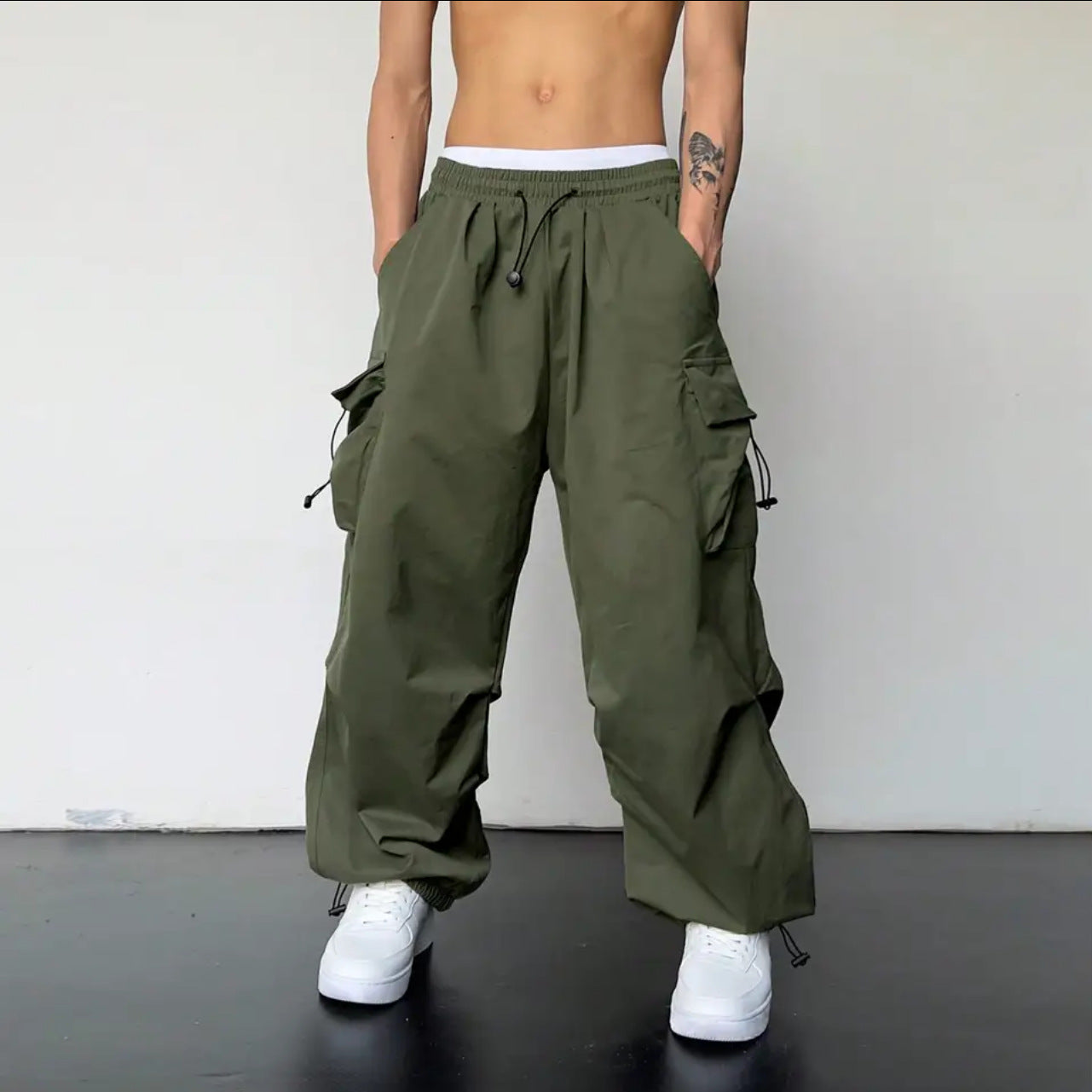 masc outfits Hot Selling 2024 Quick-Drying Overalls Men's Summer New American Parachute Pants Straight Trousers