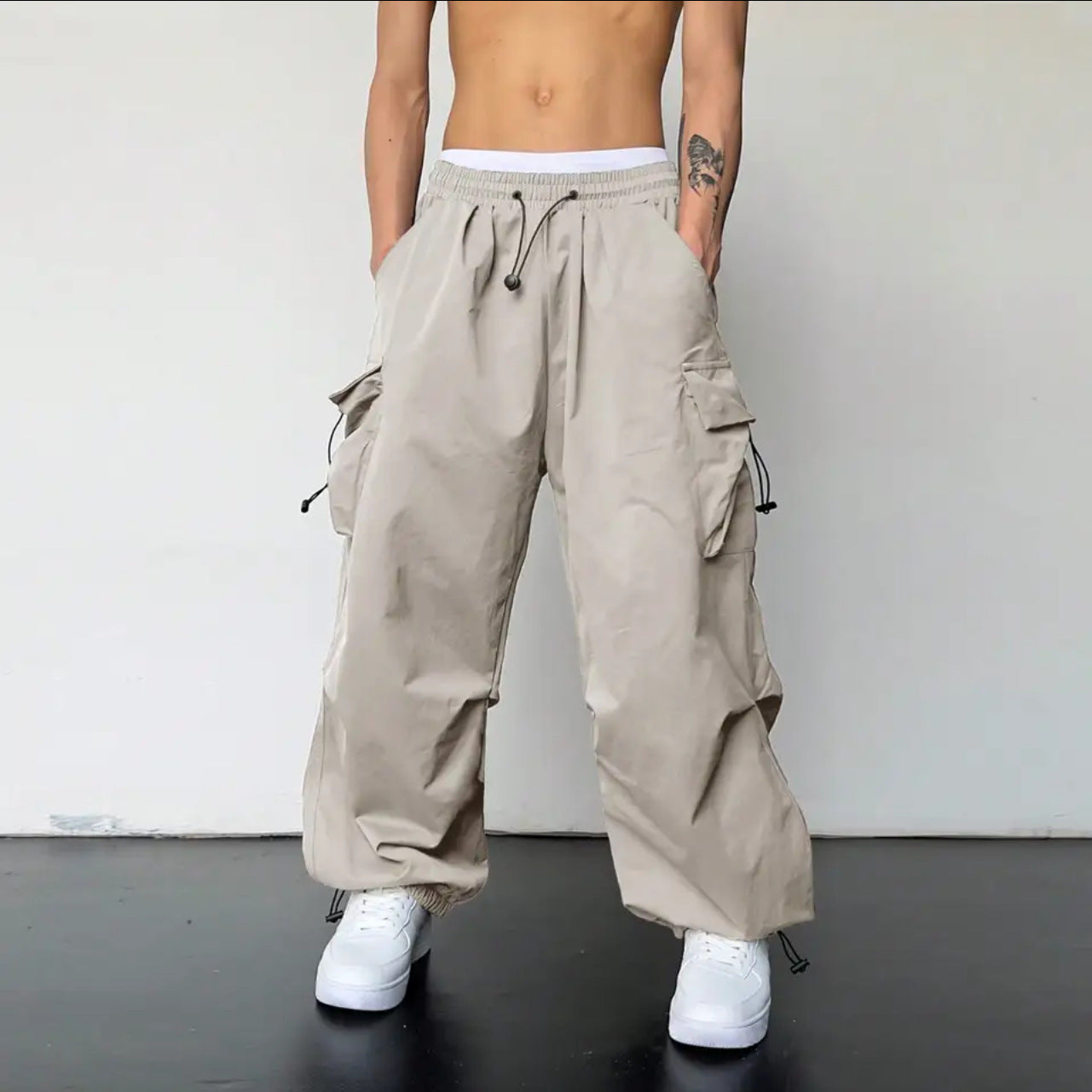 masc outfits Hot Selling 2024 Quick-Drying Overalls Men's Summer New American Parachute Pants Straight Trousers