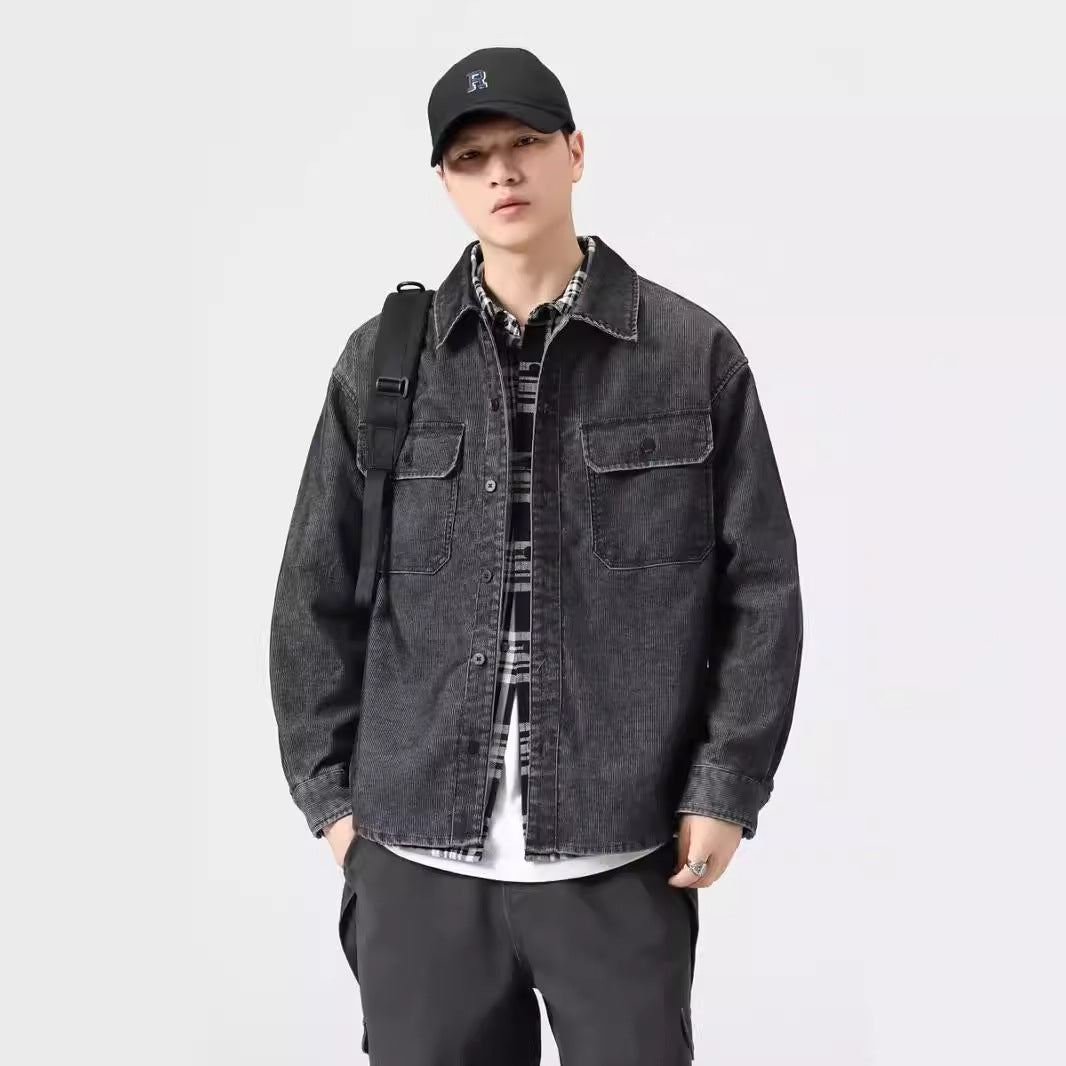 men fall outfits 2024 Autumn New Retro Washed Men's Shirt Loose Simple All-Match Fashion Men's Top Clothes