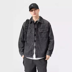 men fall outfits 2024 Autumn New Retro Washed Men's Shirt Loose Simple All-Match Fashion Men's Top Clothes