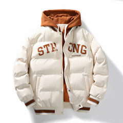 mens fall fashion Winter Popular Fake Two-Piece Hooded Cotton-Padded Jacket Men's and Women's Same Hong Kong Style Casual Windproof Warm down Jacket Fashion Brand