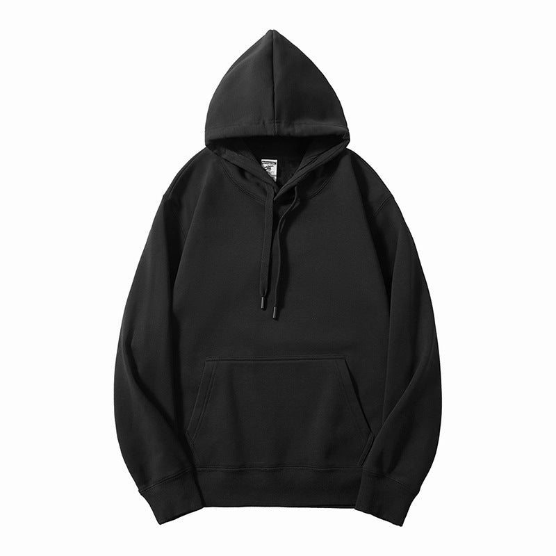 black men streetwear Autumn and Winter Men's and Women's Sweater Couple Pullover Hoodie round Neck High-Grade Solid Color Hoodie