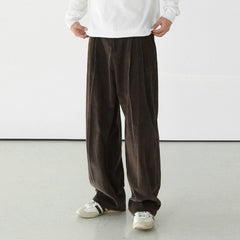 90s streetwear Retro Casual Trousers Men's Winter Wide Leg Straight Pants Korean Style Loose Corduroy Draping Pants