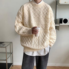 mens fall fashion Autumn and Winter Thickened Sweater Men's Korean-Style Trendy Loose Japanese Sweater Versatile Casual Hong Kong Style Lazy Sweater