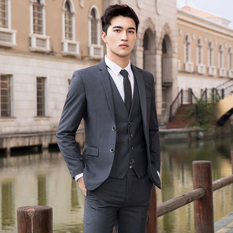 suits men Men's Three-Piece Suit Suit Men's Korean-Style Business Suit Suit Vest Suit Suit Men's Wedding Bridesmaid Men's Dress