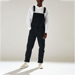 black men streetwear 2024 New Summer Street Hipster Solid Color Suspender Pants Sling One-Piece High Waist Men's Jeans