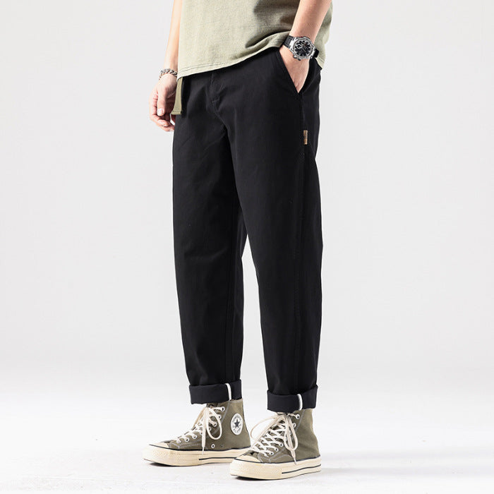 mens fall fashion New Casual Pants Men's Micro-Ha Small Straight Overalls Loose Comfortable American Workwear Long Pants All-Matching Men