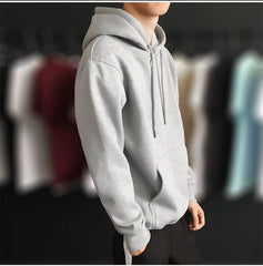 men fall outfits Sweater Solid Color Hooded Sports Sweater Men's Autumn and Winter Trendy Top Clothes plus Size Loose Casual Outer Pullover