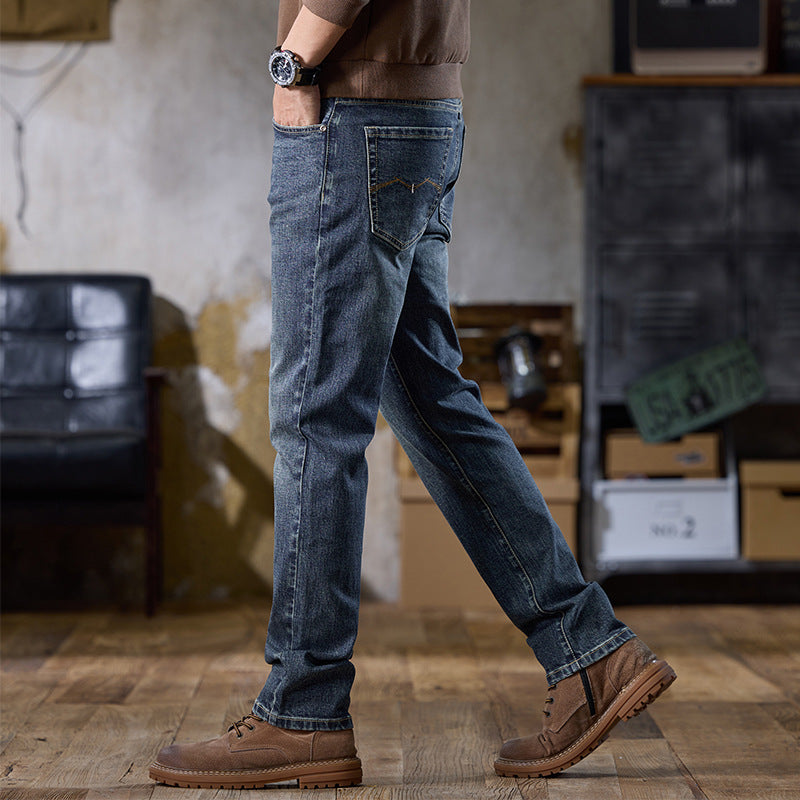 formal cowboy outfits men Retro Jeans Men's Loose Straight Fashion Distressed Washed American Casual Long Pants Men