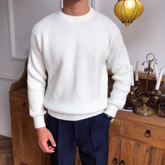 starboy outfit Men's Sweater Thickened round Neck Autumn Long Sleeve Youth Popular Solid Color Japanese Casual Pullover Trendy Sweater