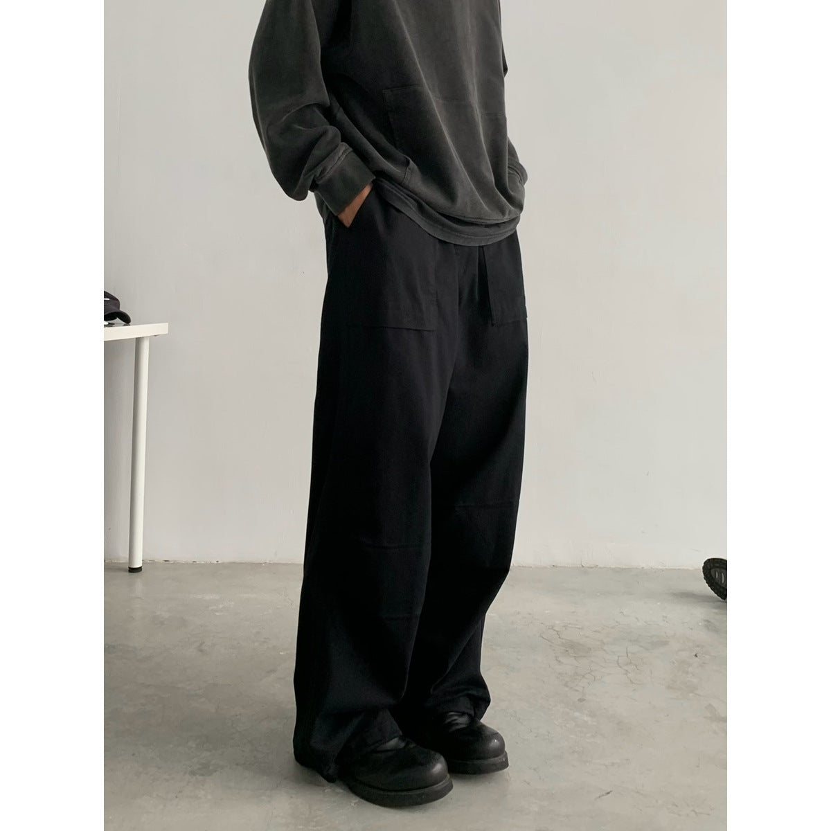 mens fall outfits Japanese Style Retro Loose American Overalls Men's Spring and Autumn New Profile Straight Umbrella Casual All-Match Long Pants