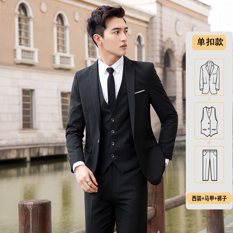 suits men Men's Three-Piece Suit Suit Men's Korean-Style Business Suit Suit Vest Suit Suit Men's Wedding Bridesmaid Men's Dress