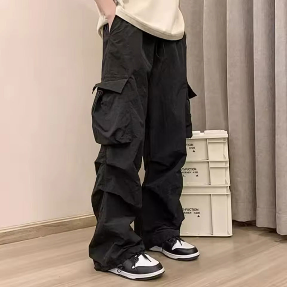 masc outfits Hot Selling 2024 Quick-Drying Overalls Men's Summer New American Parachute Pants Straight Trousers