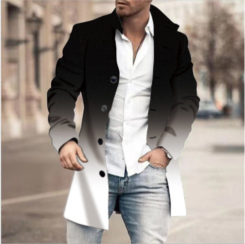 classy mens fashion New Spring, Autumn and Winter Men's Woolen Stand Collar Mid-Length Casual Overcoat Popular Woolen Overcoat