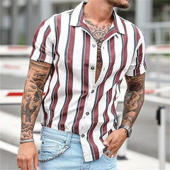 classy mens fashion Hawaiian Shirt Men Vintage Summer Shirt Striped Shirt Short Sleeve Street Men Designer Clothing