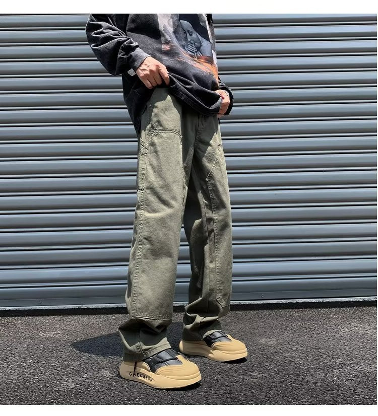 men fall outfits Men's and Women's Casual Pants Autumn Fashion Brand American Brown Vintage Straight Pants Style All-Matching Overalls Trousers