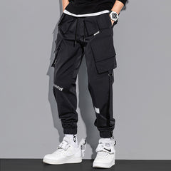 techwear outfits Spring and Autumn Laser Reflective Overalls Men's Fashion Brand Loose Multi-Bag Men's Ankle-Tied Casual Pants Ins Super Popular Pants