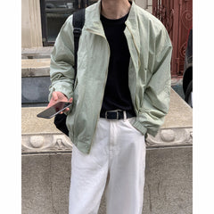 masc outfits Short Jacket Men's Casual Korean Style Coat American Style Spring and Autumn Ruan Handsome Stand Collar Fashion