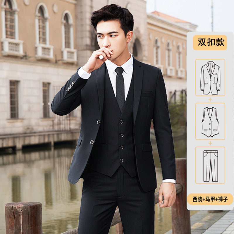 suits men Men's Three-Piece Suit Suit Men's Korean-Style Business Suit Suit Vest Suit Suit Men's Wedding Bridesmaid Men's Dress