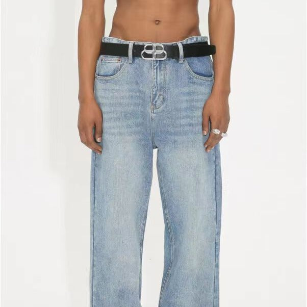 90s fashion men 2024 New Retro Men's Loose and Comfortable Denim Trousers All-Matching Jeans