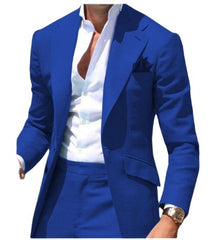 suits men Pointed Collar Men's Suit Slim Fit Men's Blazer Pants 2 Pieces Formal Casual Business Wedding Groom