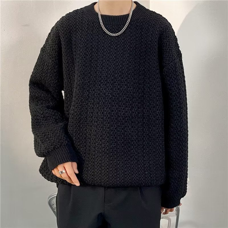 men’s style Retro Lazy Sweater Sweater Men's round Neck Fashion Brand Ruan Shuai Loose Couple Solid Color Casual All-Match Sweater