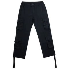 90s fashion men INS Loose Fashion Solid Color American High Street Black Overalls Men's Spring and Autumn Youth Popular Retro Trousers Men